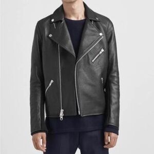 The Arrivals Lautner Leather Jacket Mens Size Medium Classic Moto Jacket Black